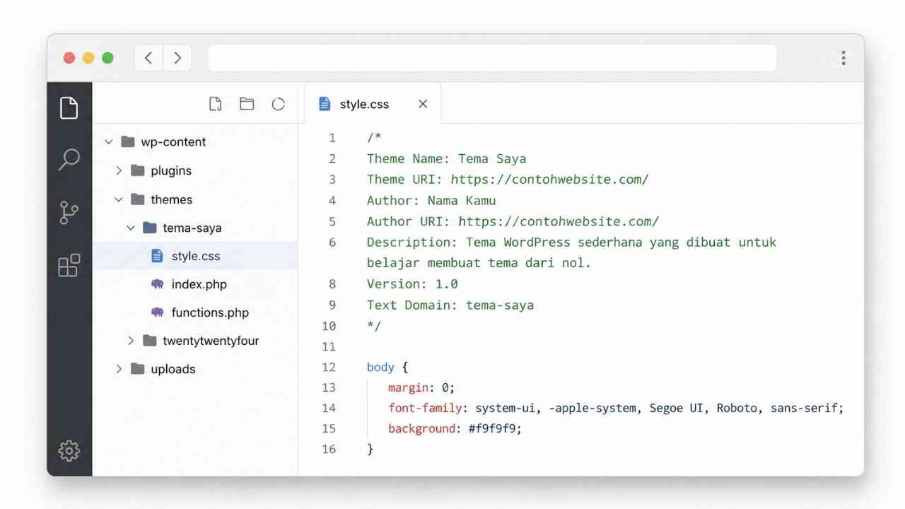 membuat file style.css 