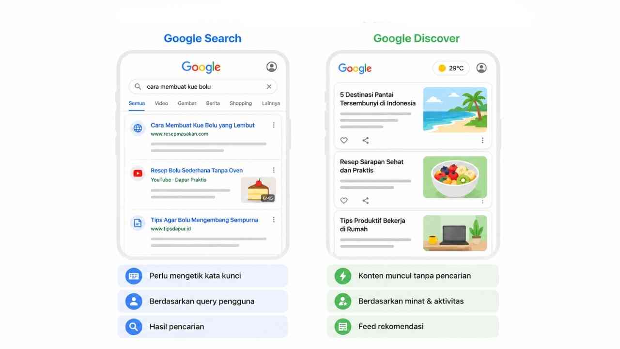 perbedaan google doscover dan google search