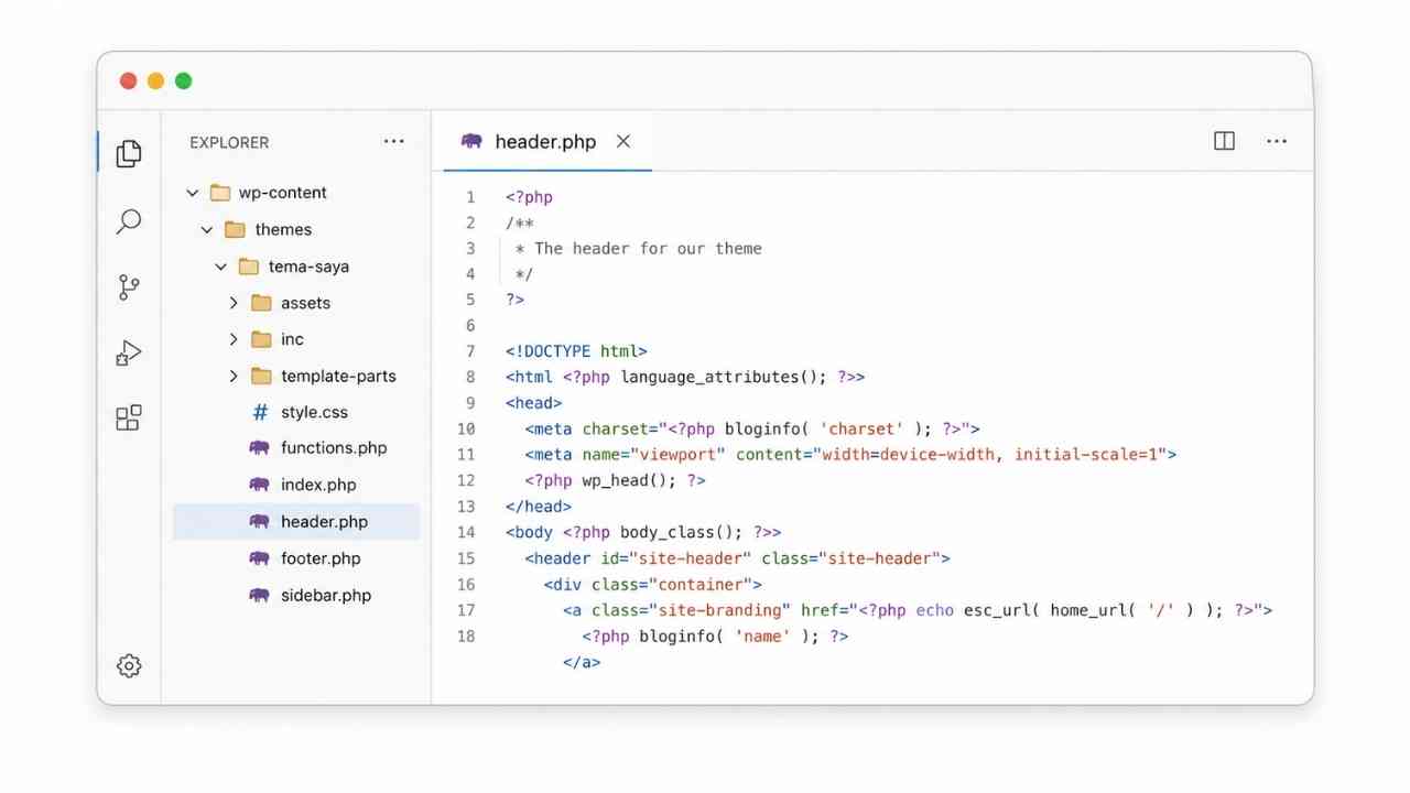 cara membuat file header.php