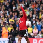 Aksi pemain dalam pertandingan Roses Derby antara Leeds United melawan Manchester United di Stadion Elland Road.