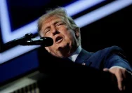 Donald Trump saat berpidato dalam kampanye di Syracuse