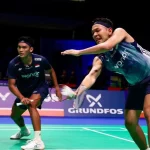 Fajar Alfian dan Muhammad Shohibul Fikri bertanding di babak semifinal Denmark Open 2026.