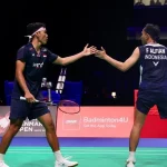Fajar Alfian dan Muhammad Shohibul Fikri saat bertanding dalam final Denmark Open 2026.