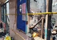 Kondisi rumah kontrakan yang hangus terbakar di kawasan Cakung, Jakarta Timur.