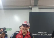 Marc Marquez saat menjalani sesi latihan MotoGP di Sirkuit Mandalika