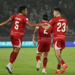 Mitchell Baker merayakan gol dalam pertandingan semifinal FIFA ASEAN Cup 2026