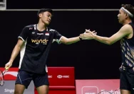 Pasangan ganda putra Indonesia Fajar Alfian dan Muhammad Shohibul Fikri dalam sebuah pertandingan