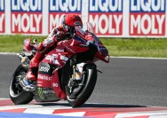Pebalap MotoGP Marc Marquez saat memacu motor Ducati di Sirkuit Sepang