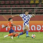 Pemain Persib Bandung merayakan gol saat bertanding melawan Port FC di ajang ASEAN Club Championship.