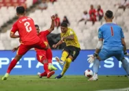 Pemain timnas Malaysia merayakan kemenangan atas Vietnam dalam perebutan tempat ketiga FIFA ASEAN Cup 2026 di Stadion Utama