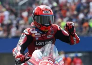 Pembalap MotoGP Marc Marquez saat berlaga di Sirkuit Sepang