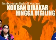 Petugas kepolisian saat mengamankan barang bukti mobil terkait kasus pembunuhan sadis di Madiun